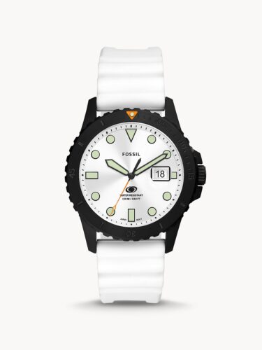 Dong-ho-nam-Fossil-Blue-Three-Hand-Date-White-Silicone-Watch-1