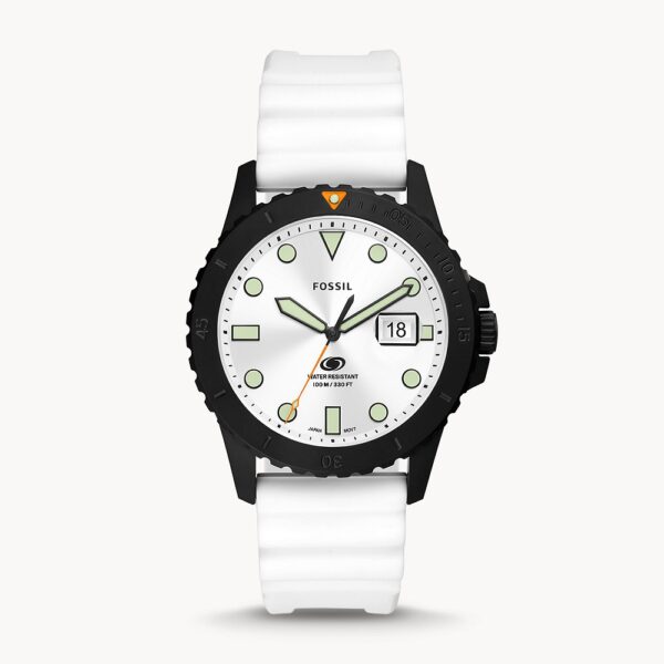 Dong-ho-nam-Fossil-Blue-Three-Hand-Date-White-Silicone-Watch-1